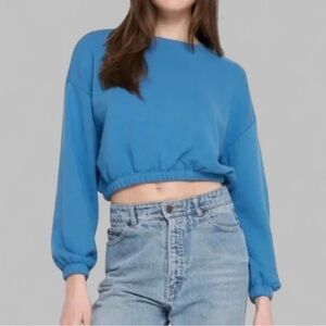 NWT Spiritual Gangster Elina pullover Vibrant Blue Crop Top sweatshirt sz med